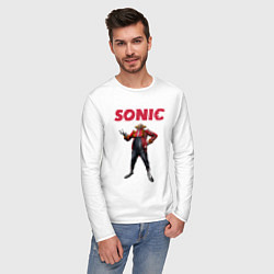 Лонгслив хлопковый мужской SONIC Доктор Эггман, цвет: белый — фото 2