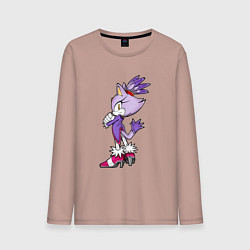 Лонгслив хлопковый мужской SONIC Кошка Блейз, цвет: пыльно-розовый