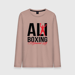 Лонгслив хлопковый мужской Muhammad Ali, цвет: пыльно-розовый