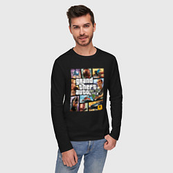 Лонгслив хлопковый мужской GTA5, цвет: черный — фото 2