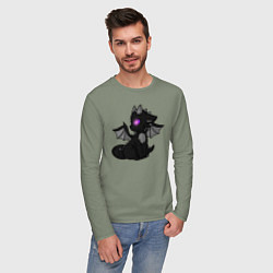 Лонгслив хлопковый мужской Эндар дракон, цвет: авокадо — фото 2