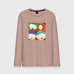 Лонгслив хлопковый мужской South Park, цвет: пыльно-розовый