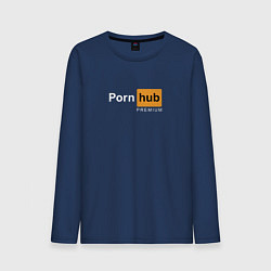 Лонгслив хлопковый мужской PornHub premium, цвет: тёмно-синий