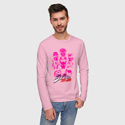 Лонгслив хлопковый мужской JOJOS BIZARRE ADVENTURE цвета светло-розовый — фото 2