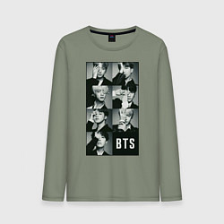 Лонгслив хлопковый мужской BTS, цвет: авокадо