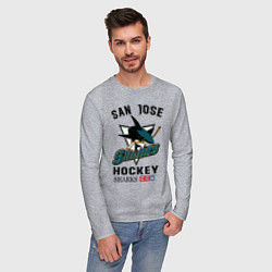 Лонгслив хлопковый мужской SAN JOSE SHARKS, цвет: меланж — фото 2