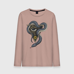 Лонгслив хлопковый мужской Иллюминаты, цвет: пыльно-розовый