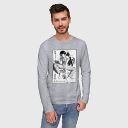 Лонгслив хлопковый мужской Мисато Кацураги, цвет: меланж — фото 2