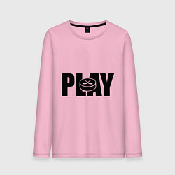 Лонгслив хлопковый мужской Play in hockey цвета светло-розовый — фото 1