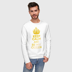 Лонгслив хлопковый мужской Keep Calm & Be My Queen, цвет: белый — фото 2