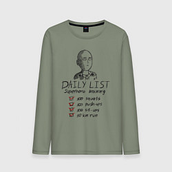 Лонгслив хлопковый мужской Супергеройская тренировка, цвет: авокадо