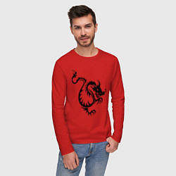 Лонгслив хлопковый мужской Китайский водяной дракон, цвет: красный — фото 2
