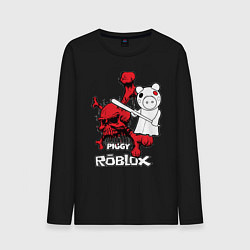 Лонгслив хлопковый мужской Свинка Пигги из Roblox, цвет: черный