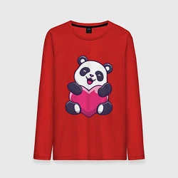 Лонгслив хлопковый мужской Панда love, цвет: красный