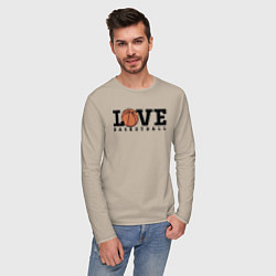 Лонгслив хлопковый мужской Love Basketball, цвет: миндальный — фото 2