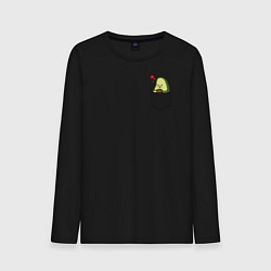 Лонгслив хлопковый мужской Авокадо в кармане, цвет: черный
