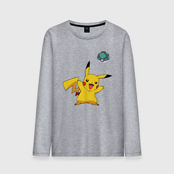 Лонгслив хлопковый мужской Pokemon pikachu 1, цвет: меланж