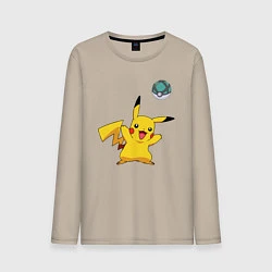 Лонгслив хлопковый мужской Pokemon pikachu 1, цвет: миндальный