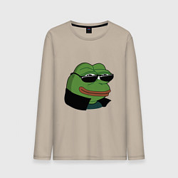Лонгслив хлопковый мужской Pepe в очках EZ, цвет: миндальный