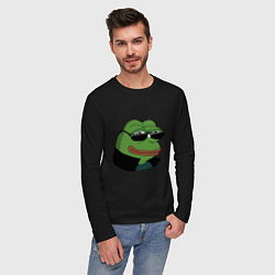 Лонгслив хлопковый мужской Pepe в очках EZ, цвет: черный — фото 2