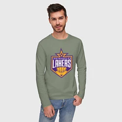 Лонгслив хлопковый мужской Los Angeles Lakers, цвет: авокадо — фото 2