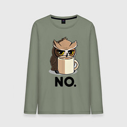Лонгслив хлопковый мужской Сова с кофе, цвет: авокадо