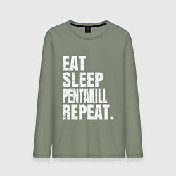 Лонгслив хлопковый мужской EAT SLEEP PENTAKILL REPEAT, цвет: авокадо