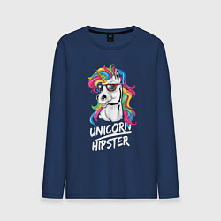 Лонгслив хлопковый мужской Unicorn hipster, цвет: тёмно-синий