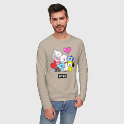 Лонгслив хлопковый мужской BT21, цвет: миндальный — фото 2