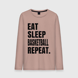 Лонгслив хлопковый мужской EAT SLEEP BASKETBALL REPEAT, цвет: пыльно-розовый