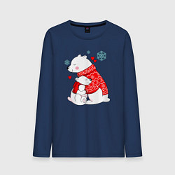 Лонгслив хлопковый мужской Медведица с медвежонеком, цвет: тёмно-синий