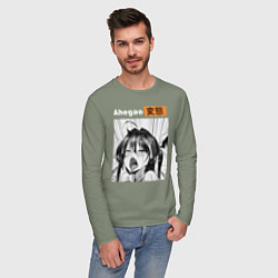 Лонгслив хлопковый мужской Ahegao, цвет: авокадо — фото 2
