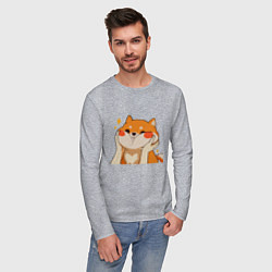 Лонгслив хлопковый мужской Сиба Ину Милые Щечки, цвет: меланж — фото 2