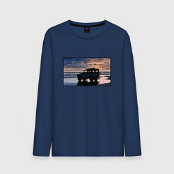 Лонгслив хлопковый мужской Land Rover Defender на закате, цвет: тёмно-синий