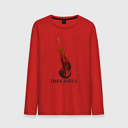 Лонгслив хлопковый мужской Dark Souls - Bonfire, цвет: красный