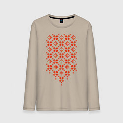 Лонгслив хлопковый мужской Белорусская вышиванка, цвет: миндальный