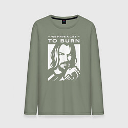 Лонгслив хлопковый мужской WE HAVE A CITY TO BURN, цвет: авокадо