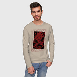 Лонгслив хлопковый мужской Cyberpunk 2077 SAMURAI, цвет: миндальный — фото 2