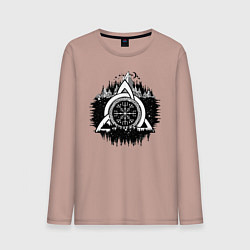 Лонгслив хлопковый мужской Вегвизир Рунический Компас, цвет: пыльно-розовый