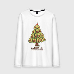 Лонгслив хлопковый мужской Avocado Christmas Tree, цвет: белый