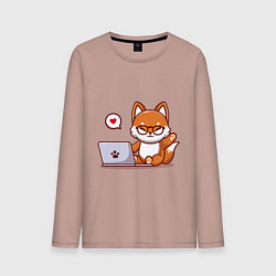 Мужской лонгслив Cute fox and laptop