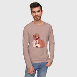 Лонгслив хлопковый мужской Лис и зайка, цвет: пыльно-розовый — фото 2