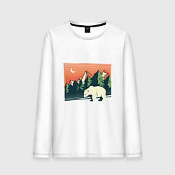 Мужской лонгслив Белый медведь пейзаж с горами