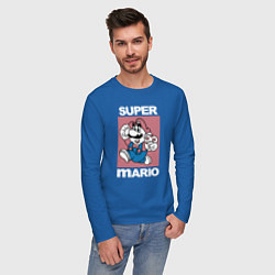 Лонгслив хлопковый мужской Супер Марио с грибочком цвета синий — фото 2