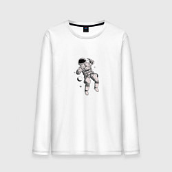 Лонгслив хлопковый мужской Космонавт, цвет: белый