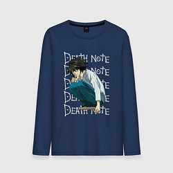 Лонгслив хлопковый мужской ТЕТРАДЬ СМЕРТИ, цвет: тёмно-синий