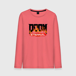 Лонгслив хлопковый мужской DOOM Eternal логотип, цвет: коралловый