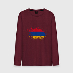 Лонгслив хлопковый мужской Флаг Армении, цвет: меланж-бордовый