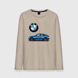 Лонгслив хлопковый мужской BMW X6, цвет: миндальный