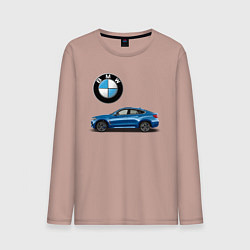 Лонгслив хлопковый мужской BMW X6, цвет: пыльно-розовый